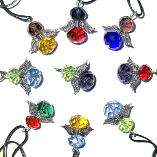 Angel Wing Random Coloured Glass Crystal Pendant